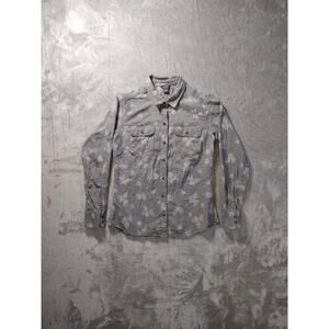 Eddie Bauer Shirt Womens S Gray Floral Pine Long Sleeve Button Up Outdoor Casual